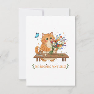 Cute Cat Florist   The Blooming Paw Whimsical  Thank You Card