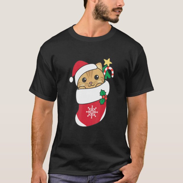 Cute Cat For Christmas Cat 1 T-Shirt (Front)