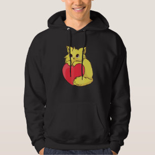 Cute Cat For Kitten  Colourful Kitty With Red Hear Hoodie