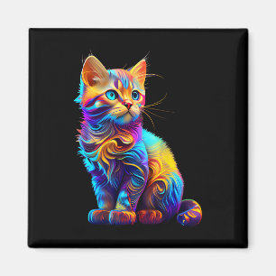 Cute Cat For Kitten Lovers Colourful Art Kitty Ado Magnet