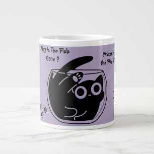 Cute Cat,Funny Cat, Funny Script, Modern, Trendy G Large Coffee Mug