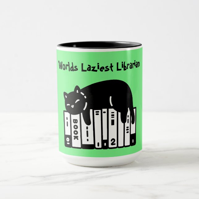 Cute Cat, Funny Cat,Worlds Laziest Librarian Mug (Center)