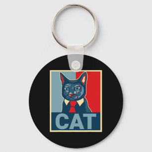 Cute Cat Funny Kitty Republican Democrat Oma Style Key Ring