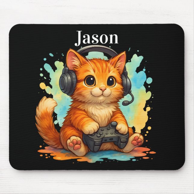 cute cat gamer Mousepad (Front)