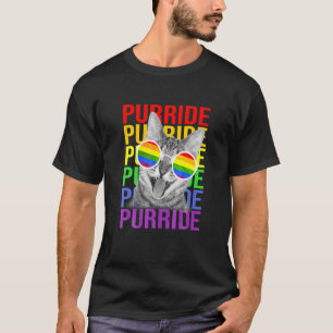 Cute Cat Gay Pride Rainbow Flag Sunglasses Lgb Q P T-Shirt
