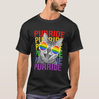 Cute Cat Gay Pride Rainbow Flag Sunglasses LGBTQ P T-Shirt