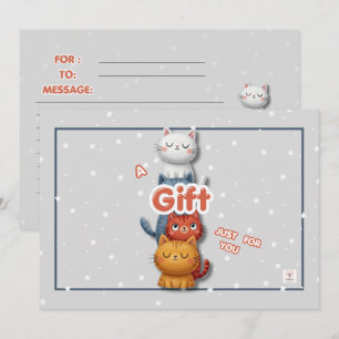 Cute Cat Gift Card   Just For You Note Card