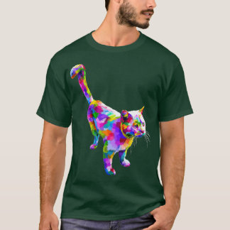 Cute Cat Gift for kitten lovers Colorful Art Kitty T-Shirt