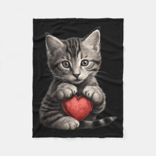 Cute Cat Gift For Kitten Lovers Colorful Kitty Hea Fleece Blanket