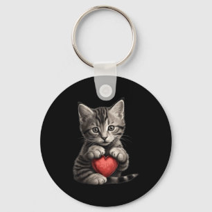 Cute Cat Gift For Kitten Lovers Colorful Kitty Hea Key Ring