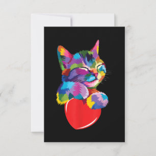 Cute Cat Gift for Kitten Lovers Colourful Art Kitt Card