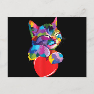 Cute Cat Gift for Kitten Lovers Colourful Art Kitt Holiday Postcard