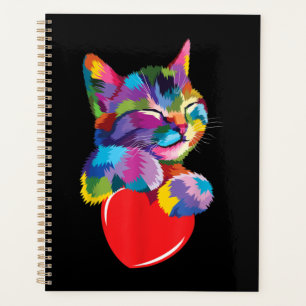 Cute Cat Gift for Kitten Lovers Colourful Art Kitt Planner