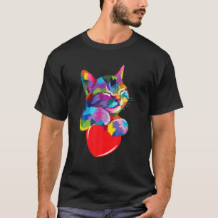 Cute Cat Gift For Kitten Lovers Colourful Art Kitt T-Shirt
