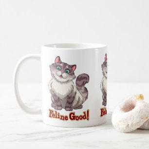 Cute Cat Gift Grey Kitty Kitten Cartoon Feline Coffee Mug