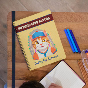 Cute Cat Gifts for Baseball Players Lovers Boys Notebook