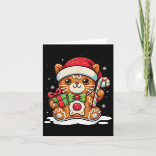Cute Cat Gingerbread Man Christmas Shirt For Women Card