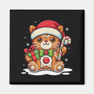 Cute Cat Gingerbread Man Christmas Shirt For Women Magnet