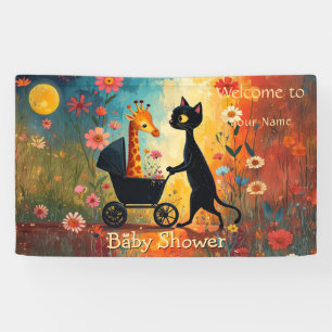 Cute Cat Giraffe Baby Shower Banner