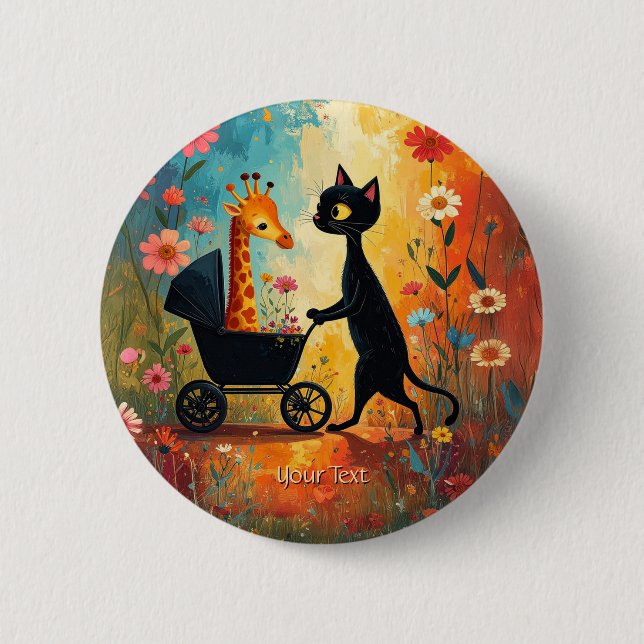 Cute Cat Giraffe Button (Front)