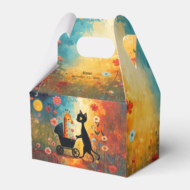 Cute Cat Giraffe Favor Box (Front Side)