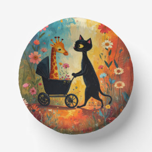 Cute Cat Giraffe Paper Bowl Paper Plate