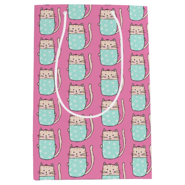 Cute cat girls pink  medium gift bag (Front)
