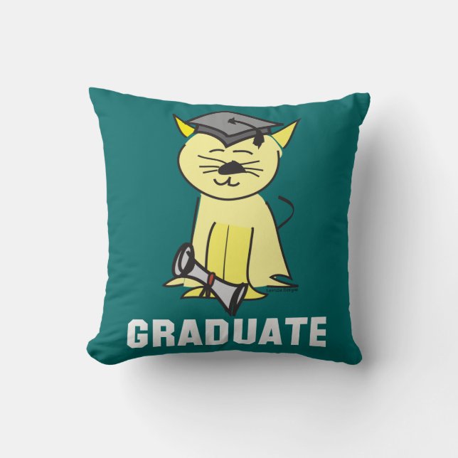 Cute Cat Graduate Graduation Cushion (Front)