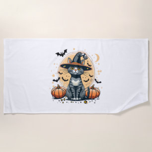 Cute cat graphics surrounded 1 beach towel