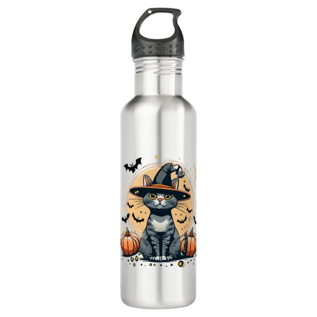 Cute cat graphics surrounded  710 ml water bottle (Front)