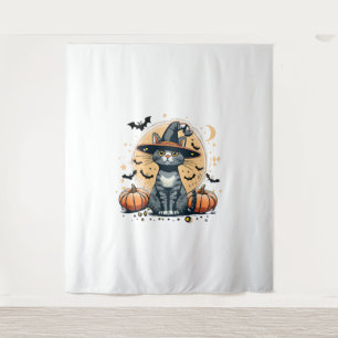 Cute cat graphics surrounded  tapestry