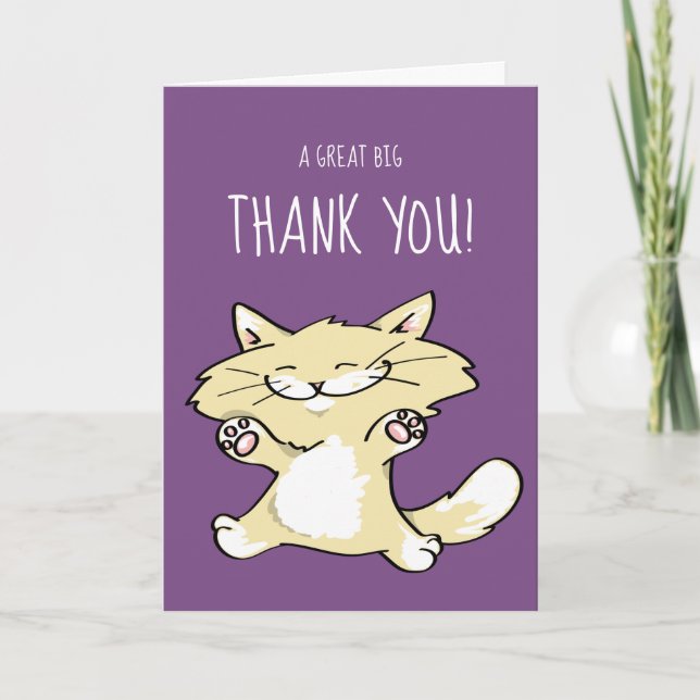 Cute Cat Greeting Cards | Thank You Note Template (Front)