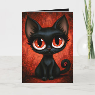 Cute Cat Halloween Illustration Card