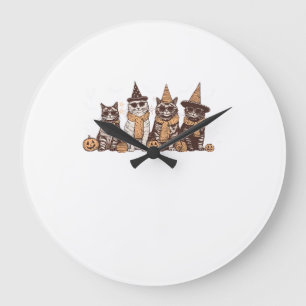 Cute Cat Halloween Kitty Halloween Animal Pet Men  Large Clock