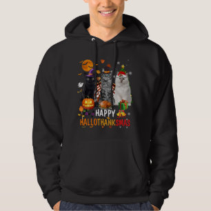 Cute Cat Halloween Merry Christmas Happy Hallothan Hoodie