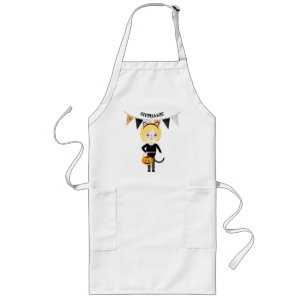 Cute Cat Halloween Party Long Apron
