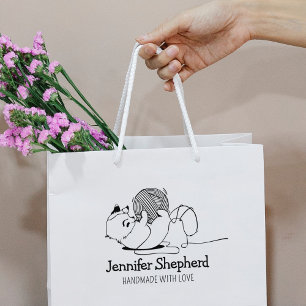 Cute Cat Handmade With Love  Rubber Stamp