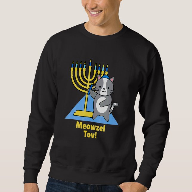 Cute  Cat Hanukkah Family Matching Pajamas Meowzel Sweatshirt (Front)