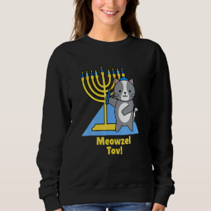 Cute Cat Hanukkah Family Matching Pajamas Meowzel Sweatshirt