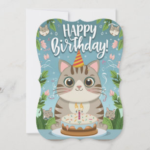 Cute Cat Happy Birthday Adorable FelineCelebration
