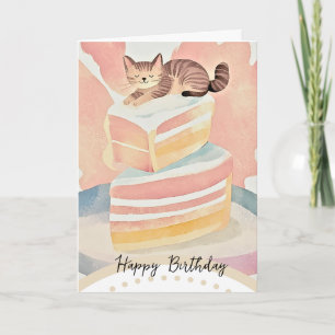 cute cat happy birthday card