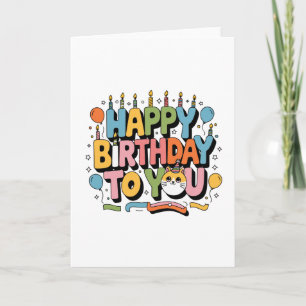 Cute Cat Happy Birthday Card