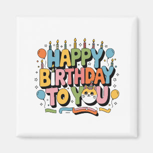 Cute Cat Happy Birthday Magnet