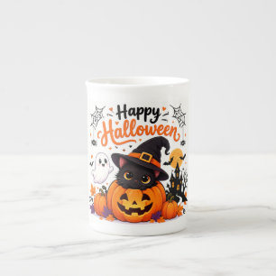 Cute Cat Happy Halloween Travel Mug - Kawaii Witch