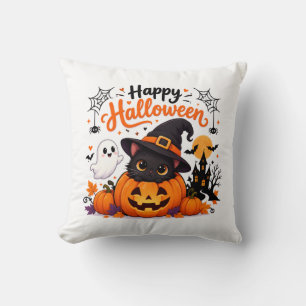 Cute Cat Happy Halloween Travel Mug - Kawaii Witch Cushion