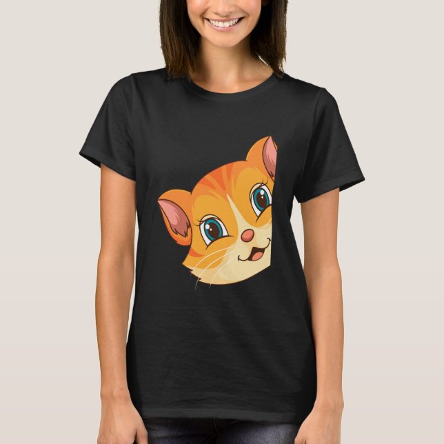 Cute Cat Head Orange Kitty Kitten T-Shirt (Front)