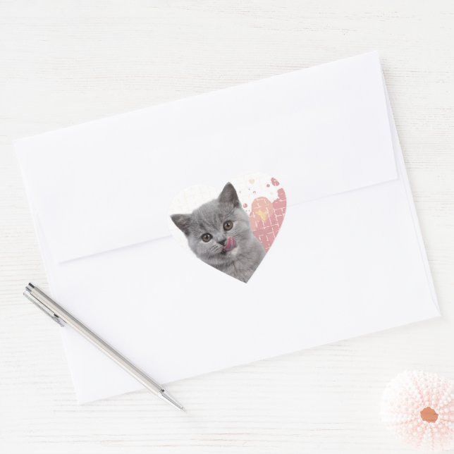 Cute cat  heart sticker (Envelope)