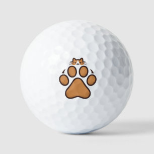 Cute Cat Hiding in Paw Print - Illustration  Golf Balls