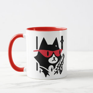 Cute cat holding a gun mug