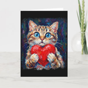 Cute Cat Holding Heart Valentine Kitten Lovers Card